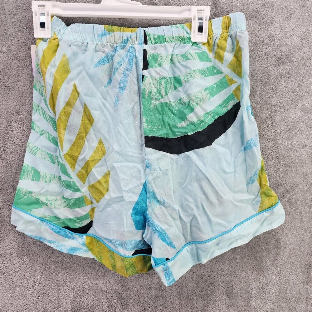 Womens Floral Print Simply Cool Pajama Shorts Aqua Blue Stars Above Size S